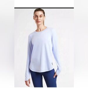 NWT Athleta Uptempo Top Bright/White Serendipity Blue Small Long Sleeve Tops